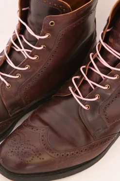 Flat Pink Waxed Cotton Shoelaces