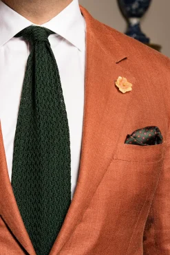 Forest Green Zigzag Silk Knit Tie