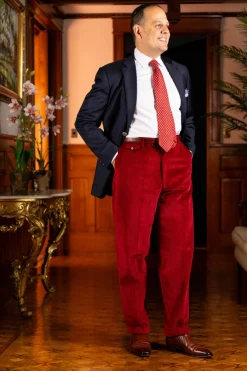 Garnet Red Stancliffe Corduroy Trousers