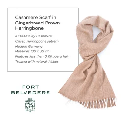 Gingerbread Brown Herringbone Cashmere Scarf