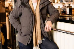 Gingerbread Brown Herringbone Cashmere Scarf