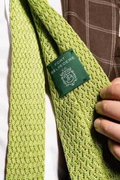 Granny Smith Green Zigzag Silk Knit Tie