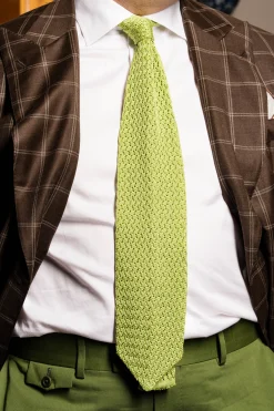 Granny Smith Green Zigzag Silk Knit Tie