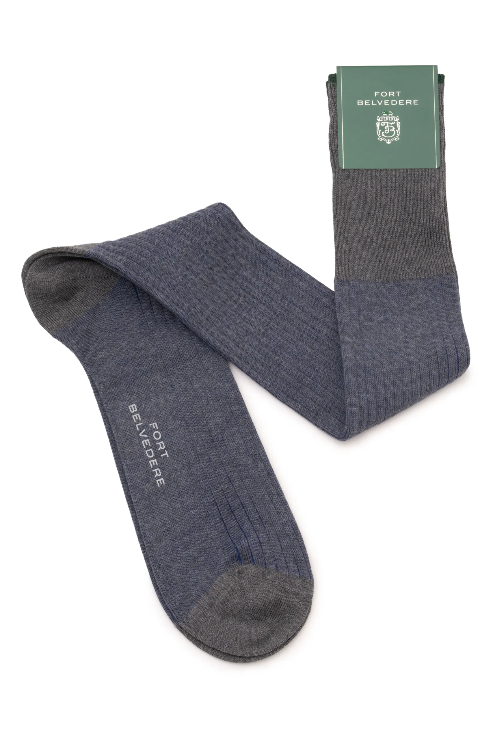 Gray & Blue Shadow Stripe Midweight Cotton Socks