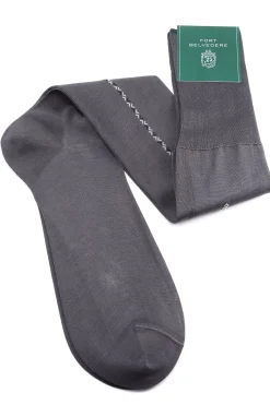 Gray Cotton Socks with Light Gray & Black Clocks