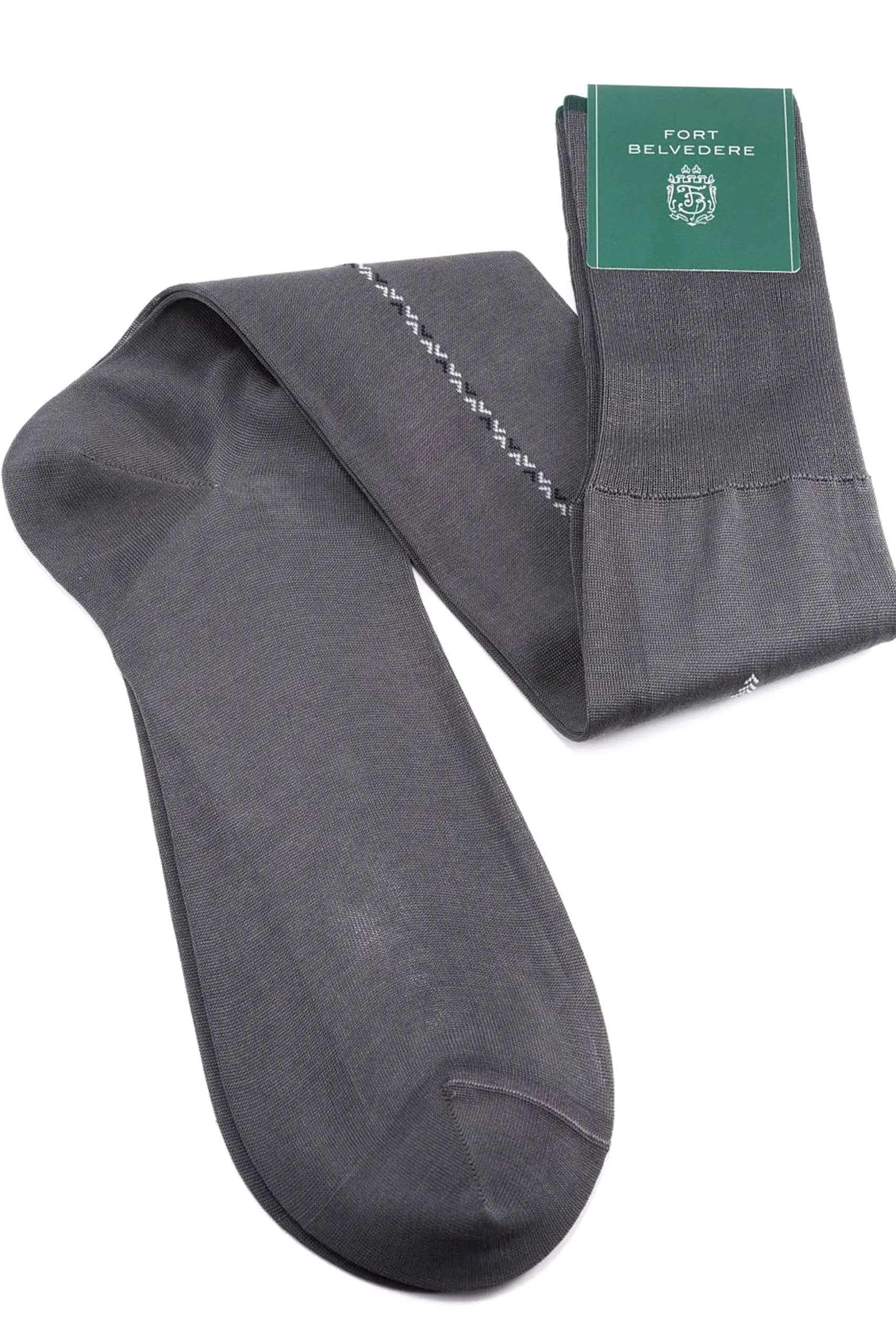 Gray Cotton Socks with Light Gray & Black Clocks