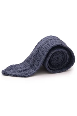 Grayish Blue Zigzag Silk Knit Tie