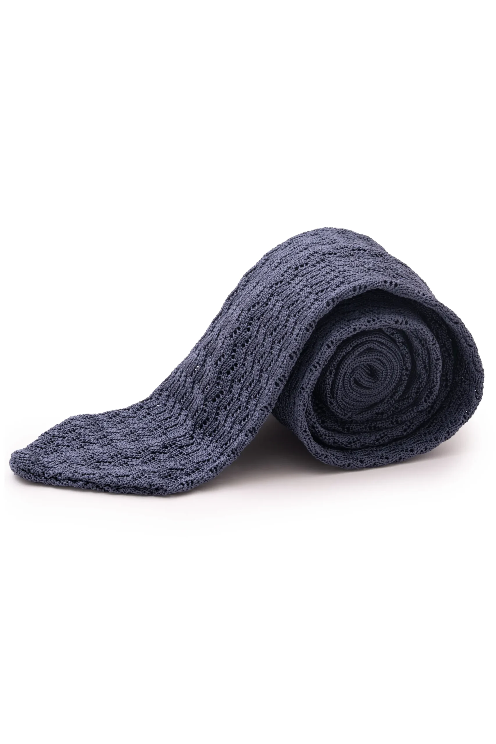 Grayish Blue Zigzag Silk Knit Tie