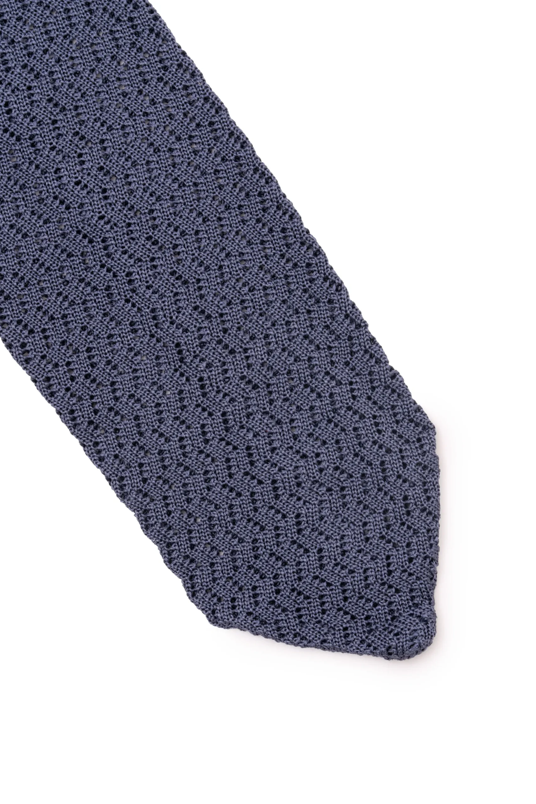Grayish Blue Zigzag Silk Knit Tie