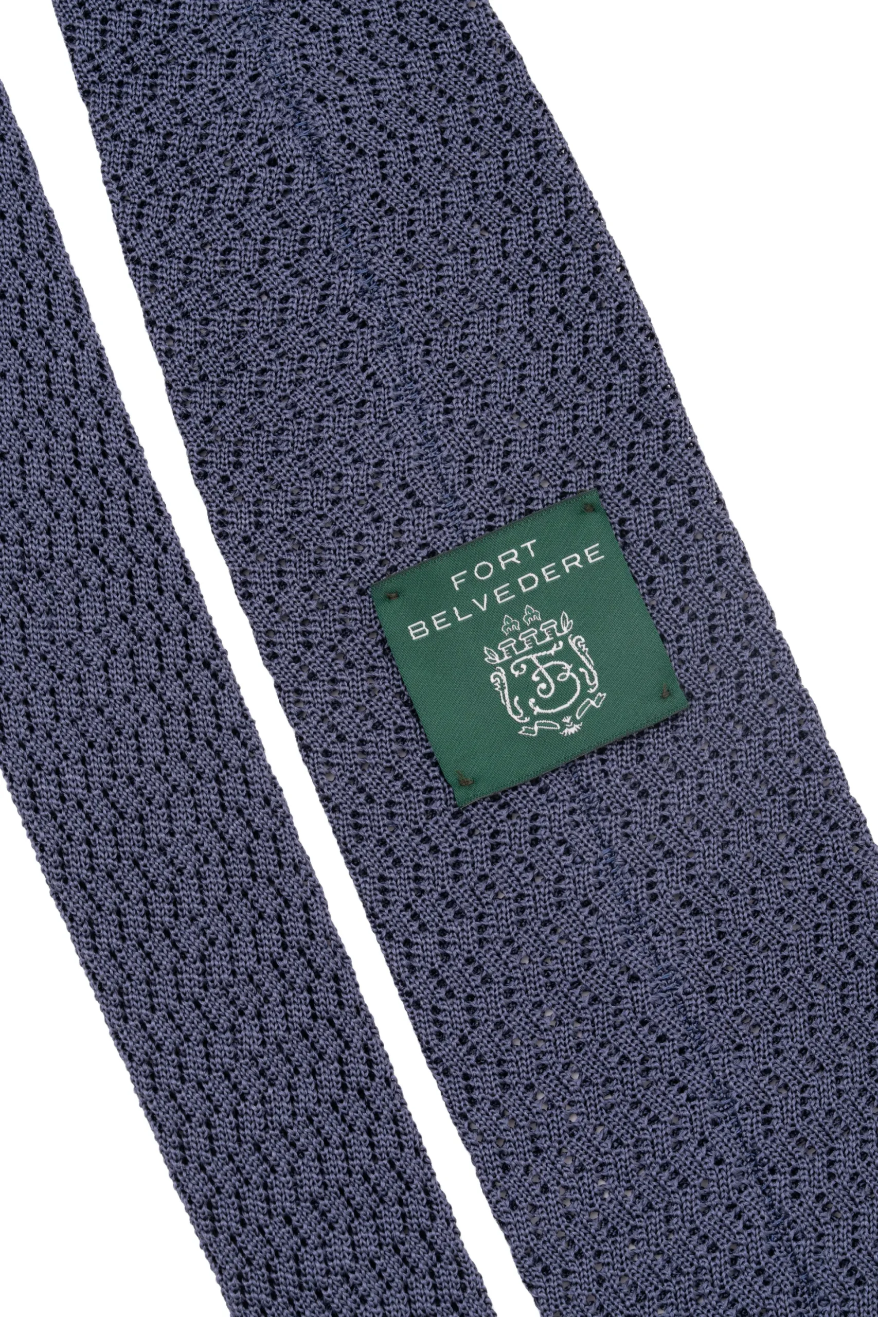 Grayish Blue Zigzag Silk Knit Tie
