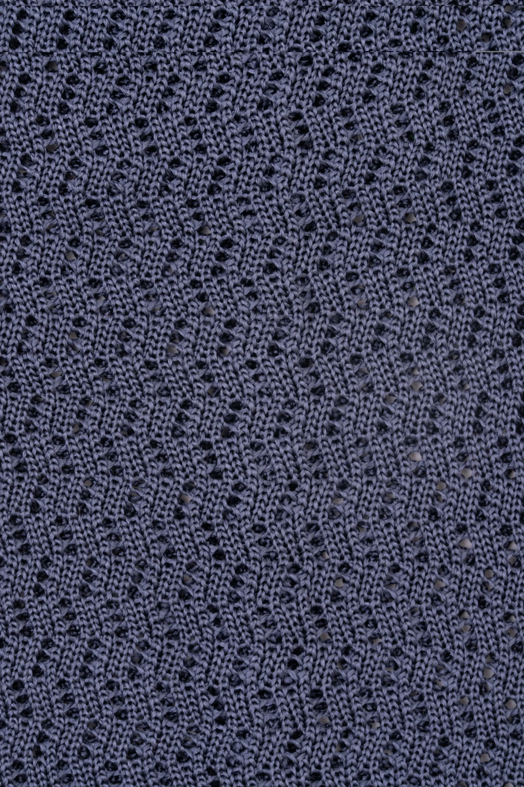 Grayish Blue Zigzag Silk Knit Tie