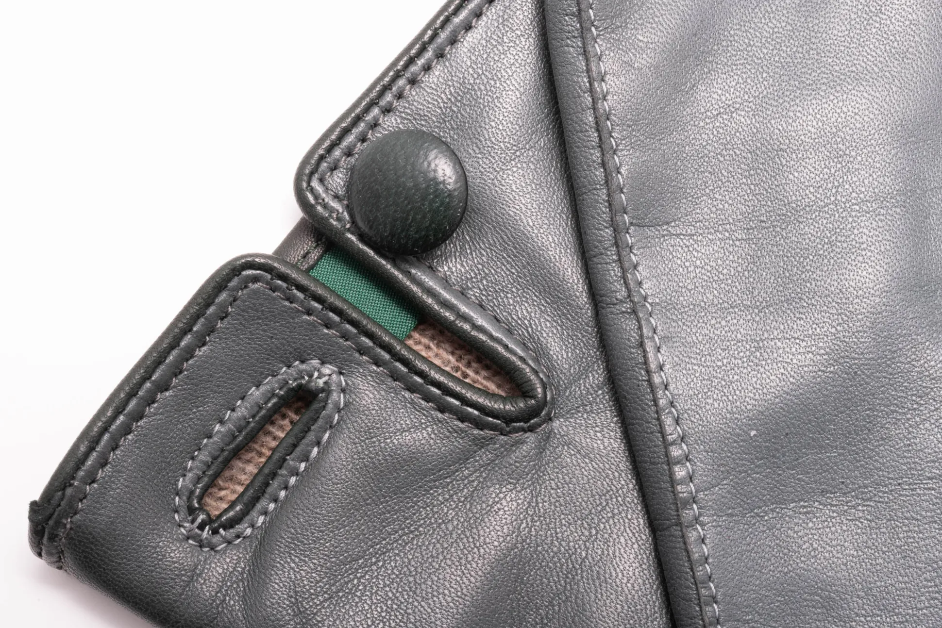 Gray Lamb Nappa Leather Gloves