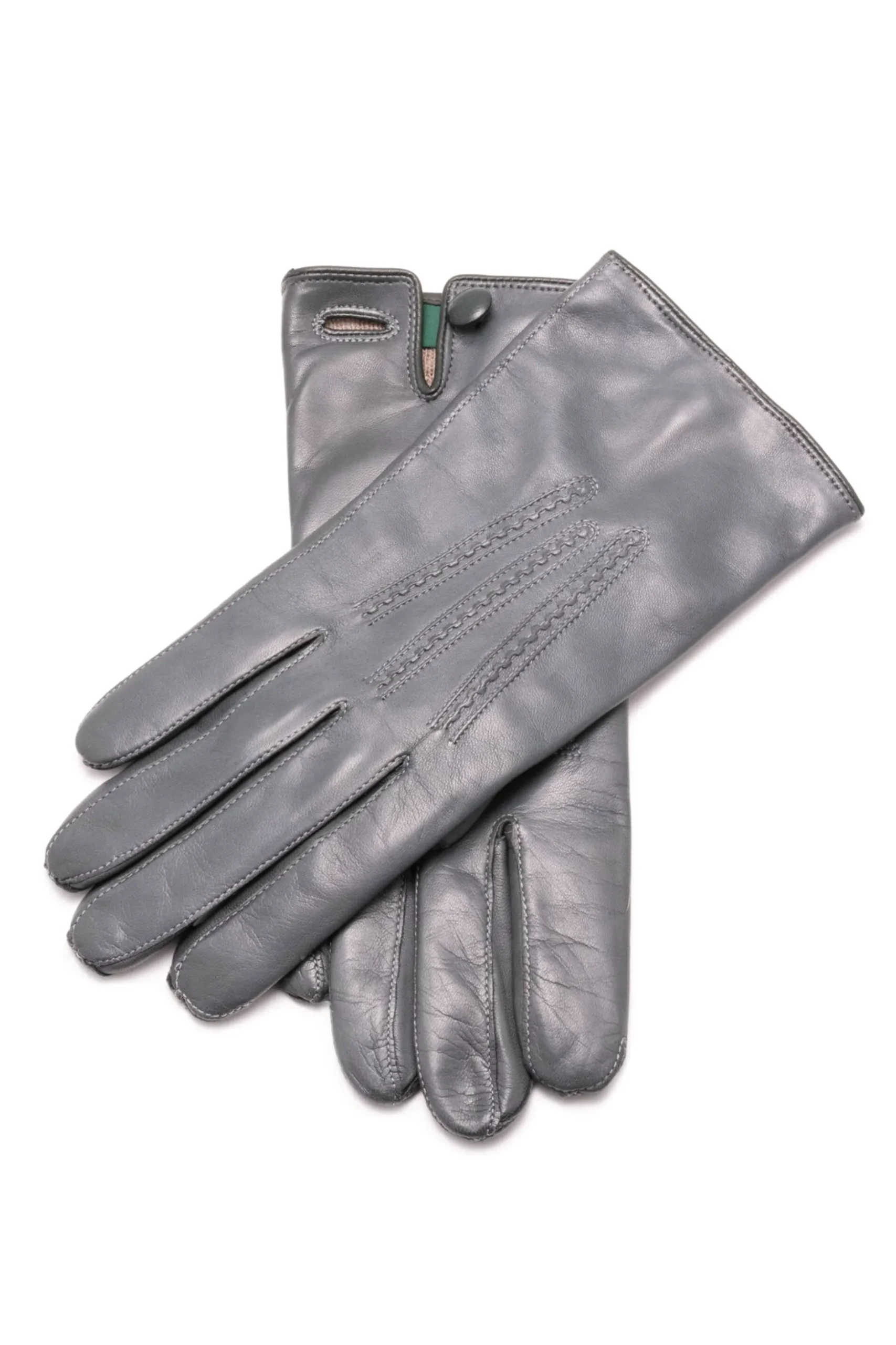 Gray Lamb Nappa Leather Gloves