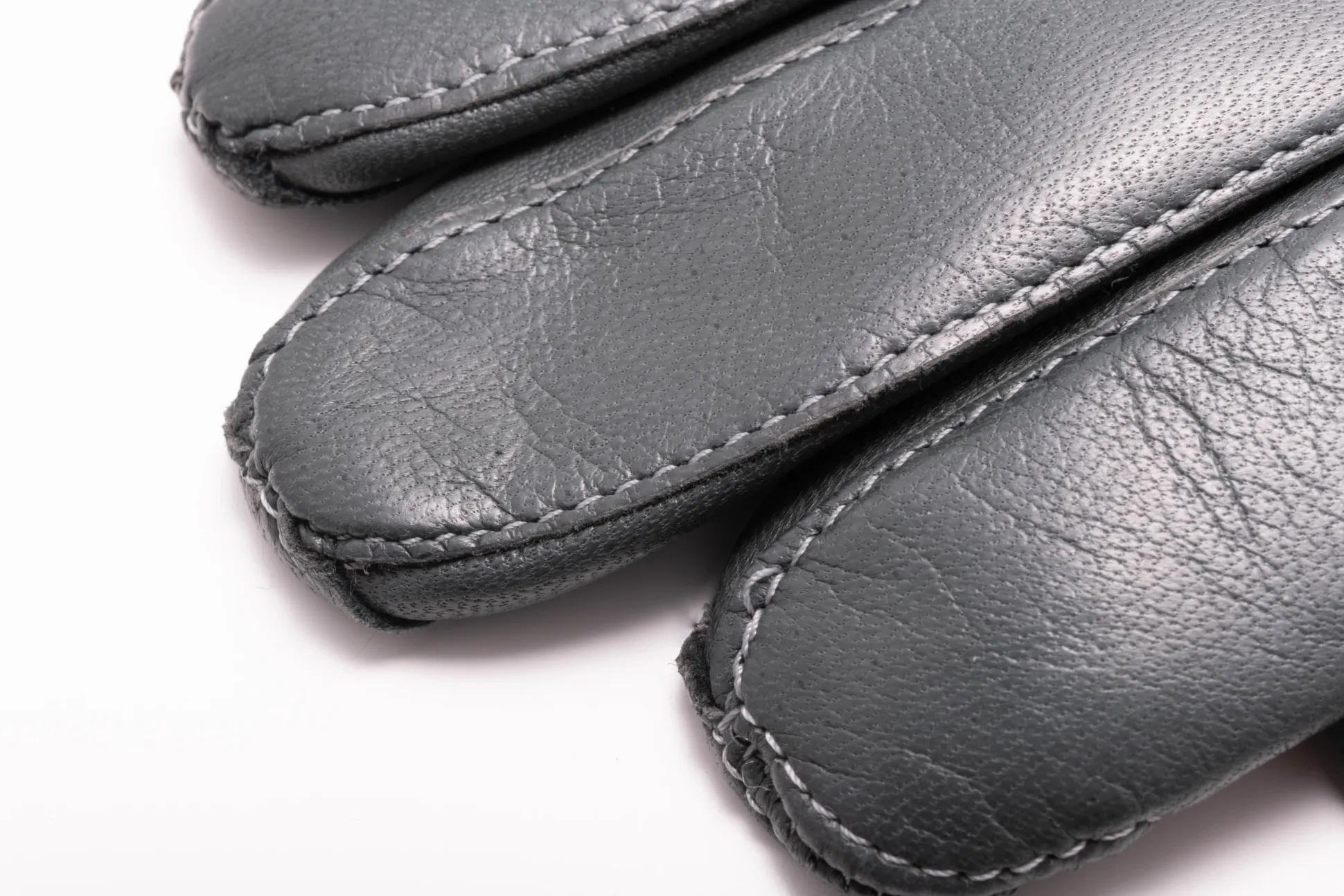 Gray Lamb Nappa Leather Gloves