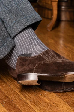 Gray & Light Gray Shadow Stripe Midweight Cotton Socks