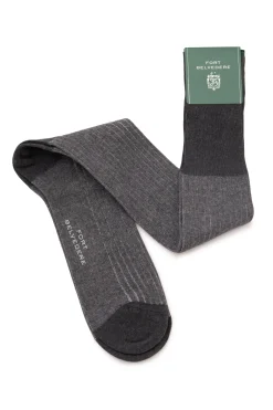 Gray & Light Gray Shadow Stripe Midweight Cotton Socks