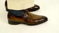 Gray & Prussian Blue Shadow Stripe Lightweight Cotton Socks