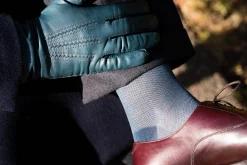 Gray & Prussian Blue Two-Tone Solid Cotton Socks