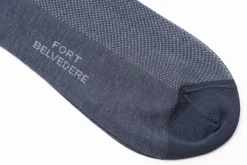Gray & Prussian Blue Two-Tone Solid Cotton Socks
