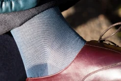 Gray & Prussian Blue Two-Tone Solid Cotton Socks