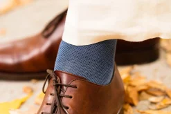 Gray & Prussian Blue Two-Tone Solid Cotton Socks