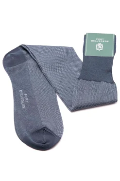 Gray & Prussian Blue Two-Tone Solid Cotton Socks