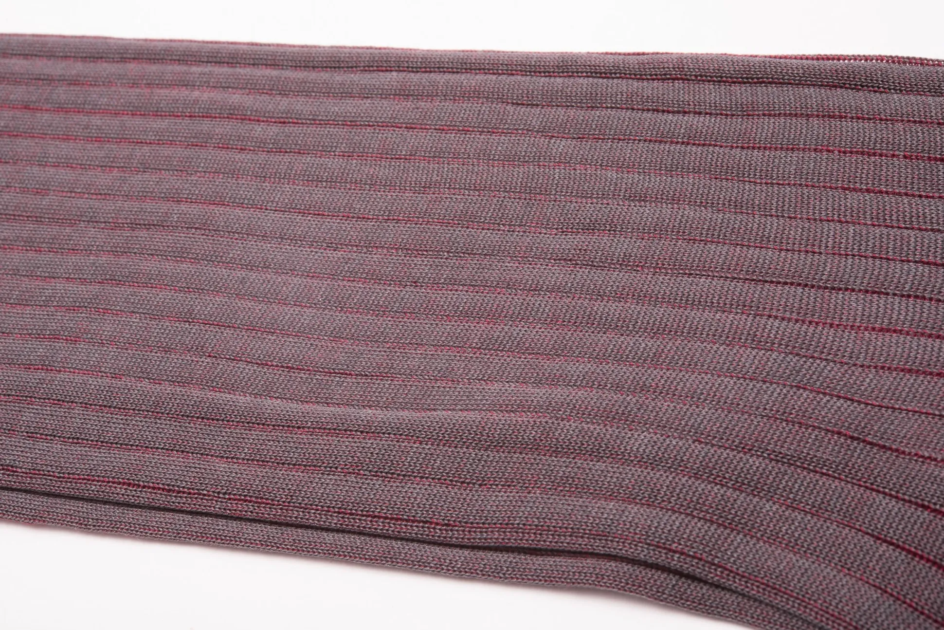 Gray & Red Shadow Stripe Lightweight Cotton Socks