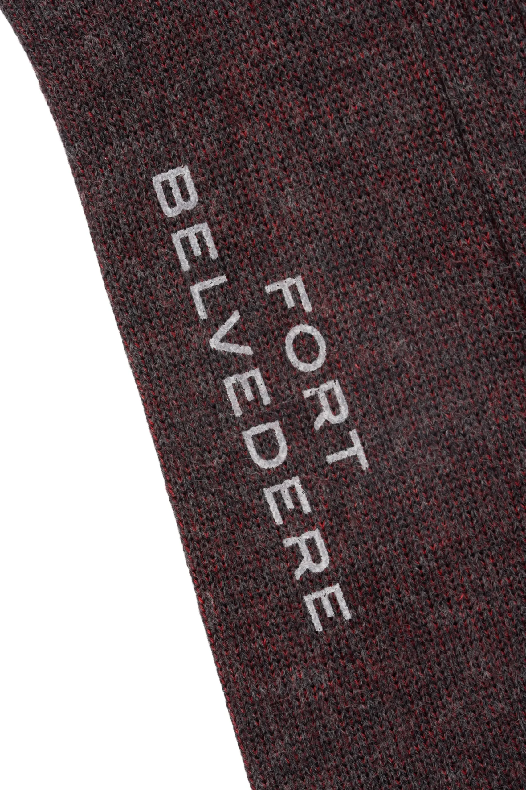 Gray & Red Shadow Stripe Midweight Cotton Socks