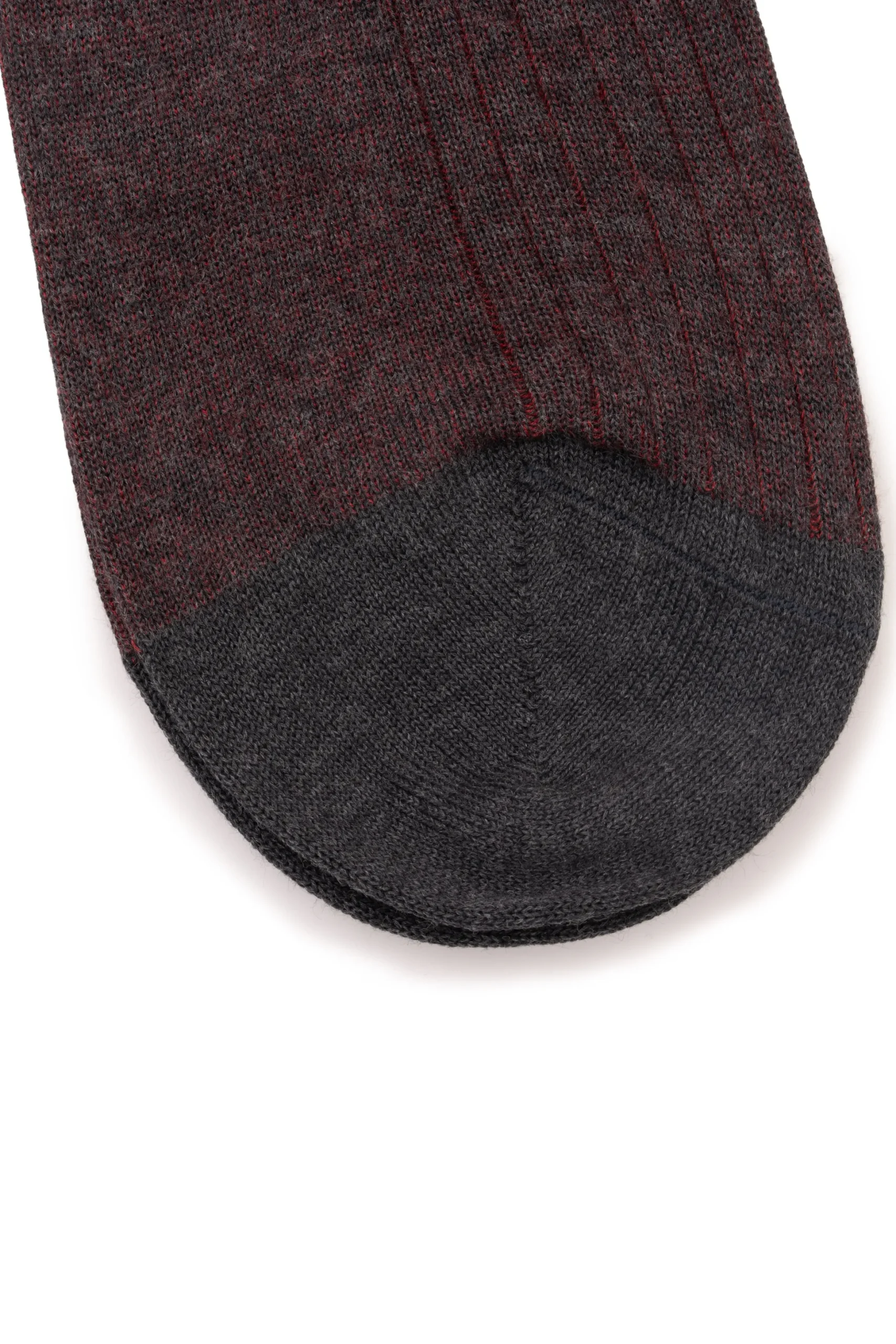 Gray & Red Shadow Stripe Midweight Cotton Socks