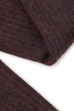 Gray & Red Shadow Stripe Midweight Cotton Socks