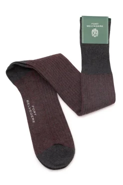Gray & Red Shadow Stripe Midweight Cotton Socks