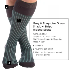 Gray & Turquoise Shadow Stripe Lightweight Cotton Socks
