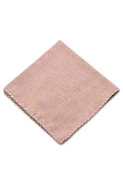Gray X-Stitch Edge Soft Brown Flannel Pocket Square