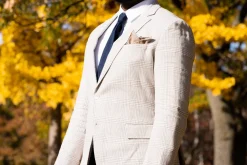 Gray X-Stitch Edge Soft Brown Flannel Pocket Square