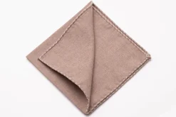 Gray X-Stitch Edge Soft Brown Flannel Pocket Square