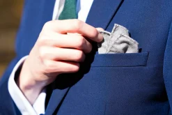 Gray X-Stitch Edge Soft Gray Flannel Pocket Square