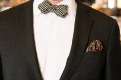Green & Gray Houndstooth Silk Bourette Bow Tie