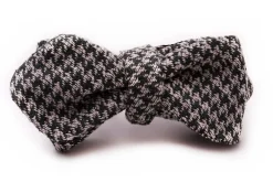 Green & Gray Houndstooth Silk Bourette Bow Tie