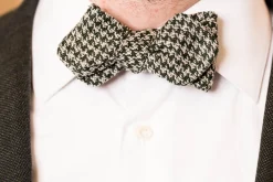 Green & Gray Houndstooth Silk Bourette Bow Tie