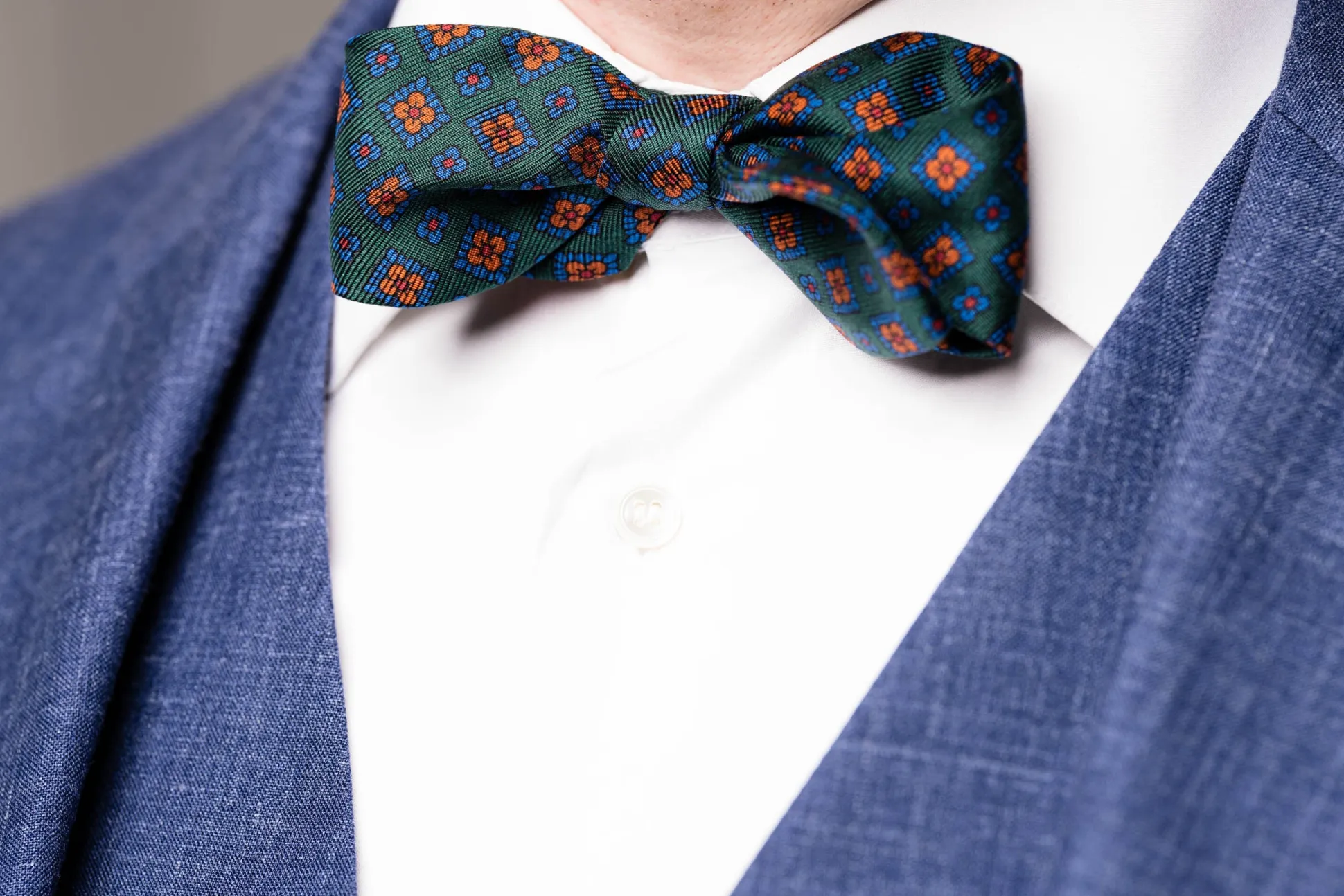Green Macclesfield Neats Ancient Madder Silk Bow Tie