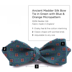Green Macclesfield Neats Ancient Madder Silk Bow Tie