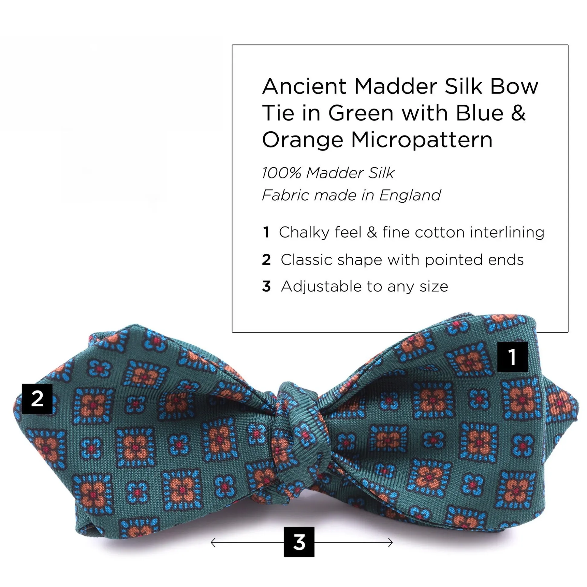 Green Macclesfield Neats Ancient Madder Silk Bow Tie