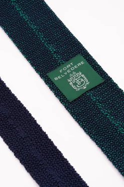 Green & Navy Two-Tone Silk Knit Tie