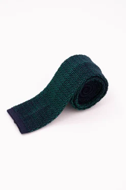 Green & Navy Two-Tone Silk Knit Tie