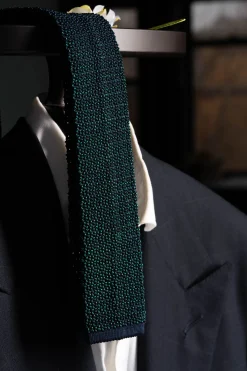 Green & Navy Two-Tone Silk Knit Tie