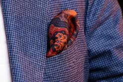 Green & Orange Large Paisley Silk Pocket Square