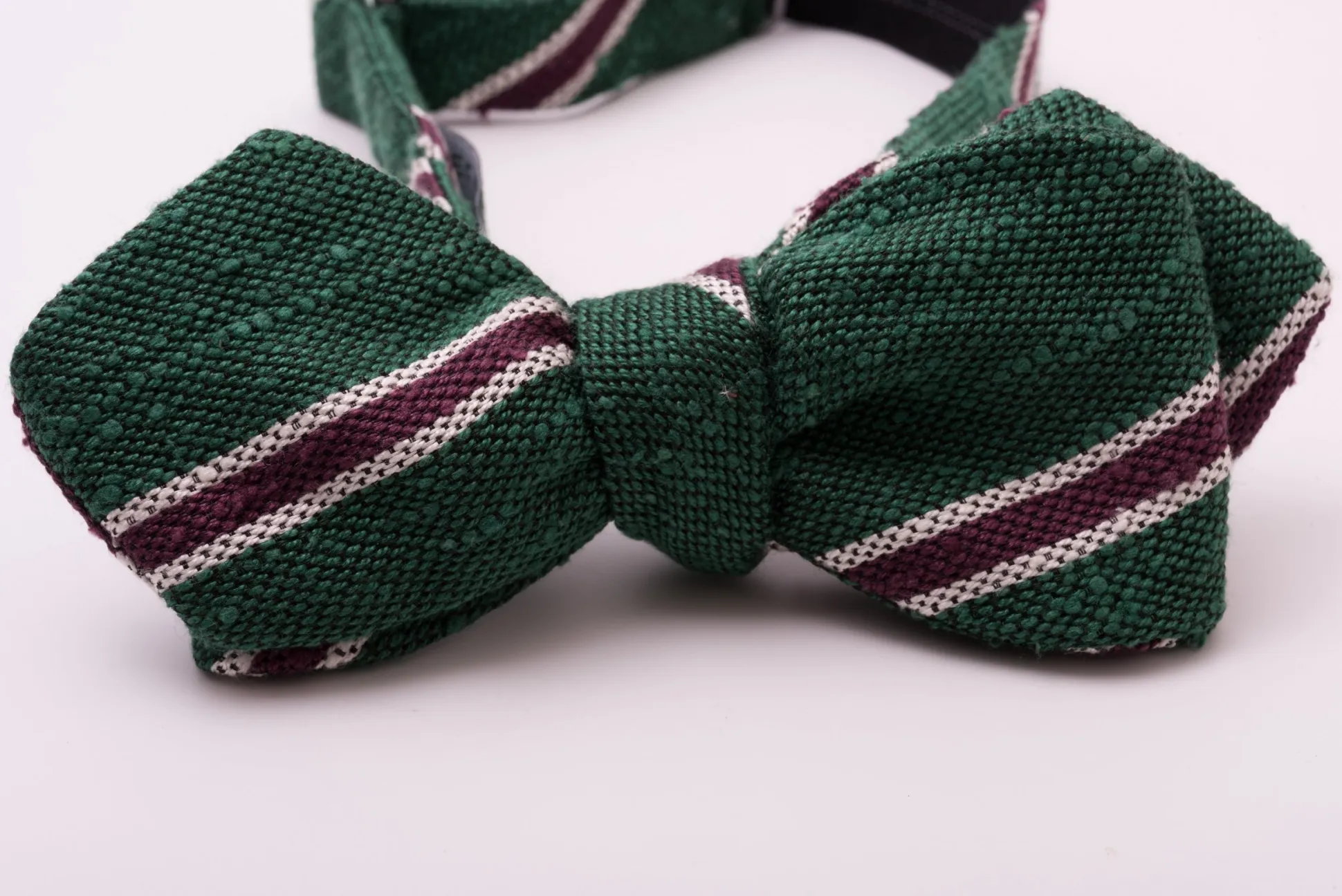 Green & Purple Shantung Silk Striped Bow Tie