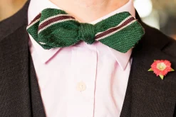 Green & Purple Shantung Silk Striped Bow Tie
