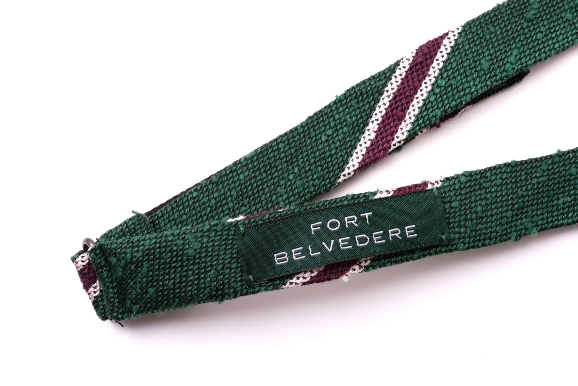 Green & Purple Shantung Silk Striped Bow Tie