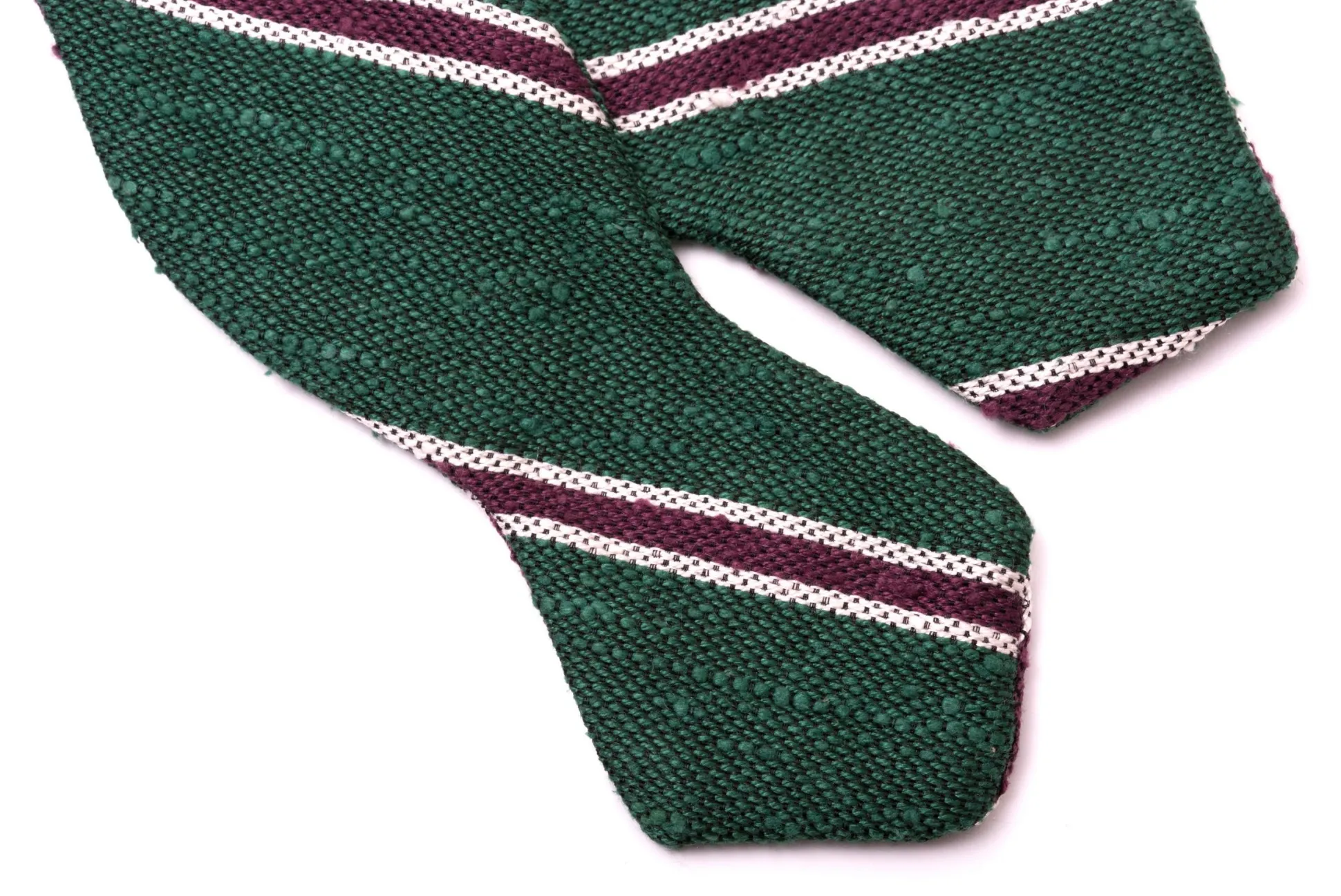 Green & Purple Shantung Silk Striped Bow Tie